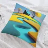 Housse de coussin en peluche à motif paysage abstrait - Okomall