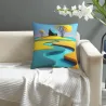 Housse de coussin en peluche à motif paysage abstrait - Okomall