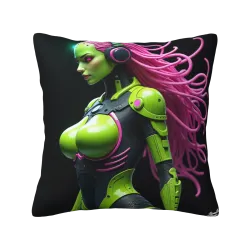 Cyberpunk Girl Plush Pillow Cover - Okomall