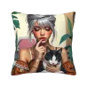 Charming Girl Printed Plush Pillow Cover - Okomall