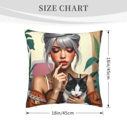 Charming Girl Printed Plush Pillow Cover - Okomall