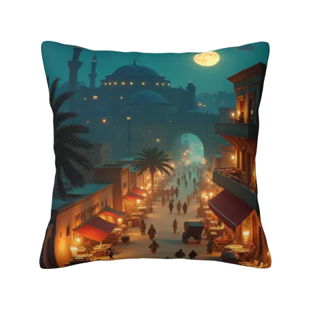 Funda de cojín de felpa con diseño de mercado nocturno exótico - Oko Home