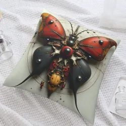 Housse de coussin papillon mécanique steampunk - Okomall
