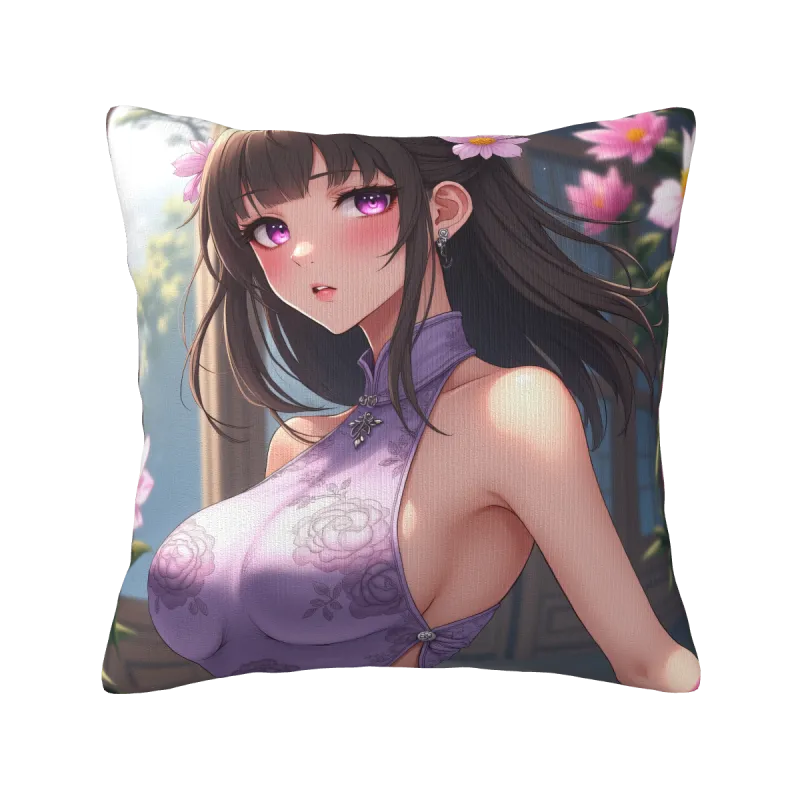 Funda de cojín de peluche con temática de chica bonita - Okomall