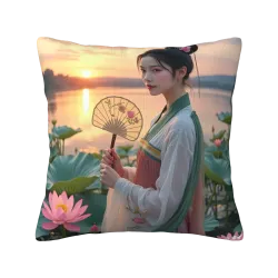 Beautiful Girl Landscape Pillow Cover - Okomall