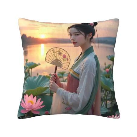 Housse de coussin paysage de jeune fille esthétique - Okomall
