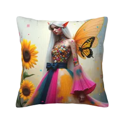 Federa per cuscino in peluche a motivo di ragazza da sogno - Okomall