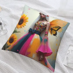 Housse de coussin en peluche à motif de fille de rêve - Okomall