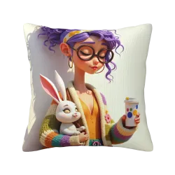 Housse de Coussin Peluche Kawaii Fille - Chaleur au Coeur | OkO mall