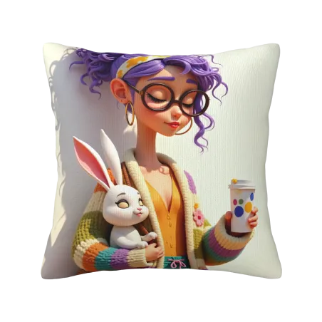 Housse de Coussin Peluche Kawaii Fille - Chaleur au Coeur | OkO mall