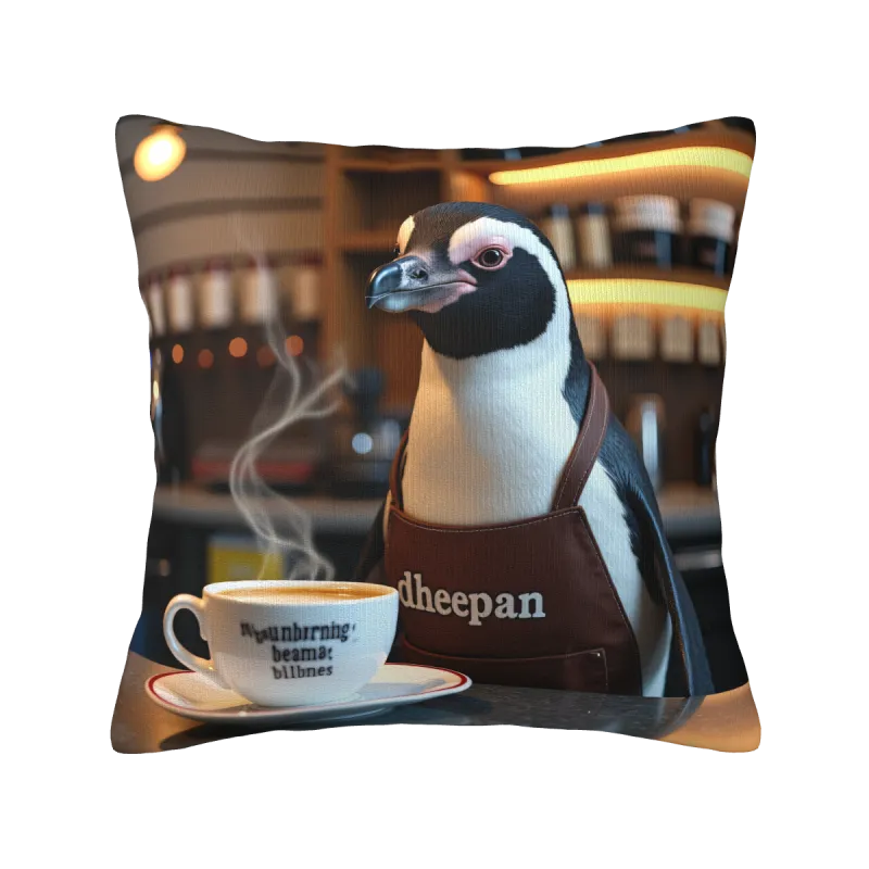 Coussin en peluche adorable avec pingouin - 18x18 pouces | OKOMALL