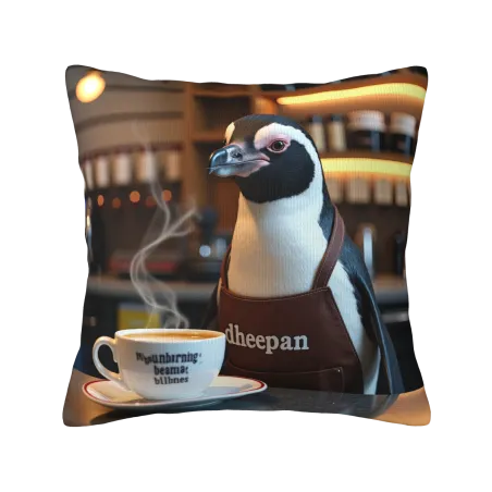 Coussin en peluche adorable avec pingouin - 18x18 pouces | OKOMALL