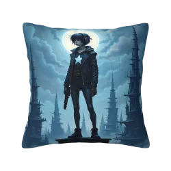 Cyberpunk Girl Plush Pillow Cover - Okomall