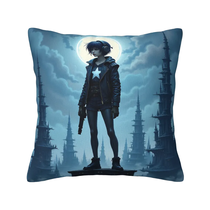 Housse de Coussin Peluche Cyberpunk Fille - Okomall