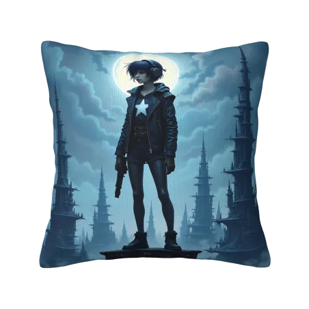 Housse de Coussin Peluche Cyberpunk Fille - Okomall