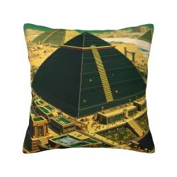 精緻復古城市景觀毛絨抱枕套 - okomall