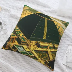 精緻復古城市景觀毛絨抱枕套 - okomall