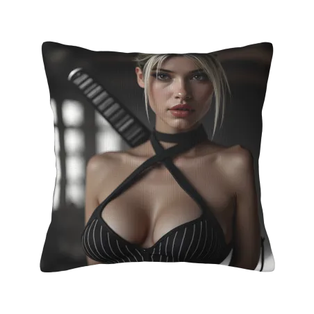 Federa cuscino in peluche a doppio lato con ritratto femminile elegante - okomall