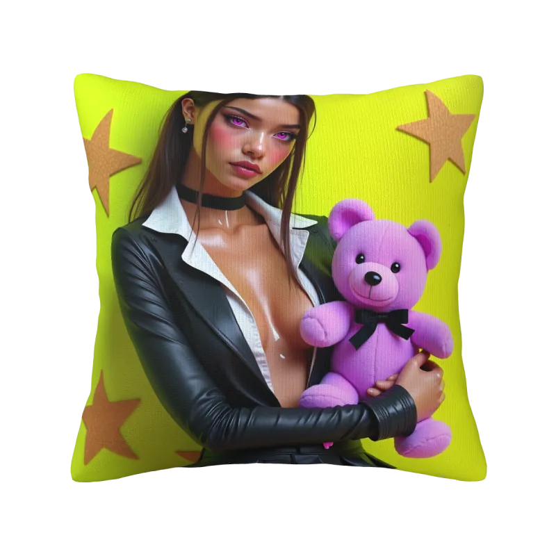 Federa cuscino in peluche con motivo di ragazza astratta - OkoMall