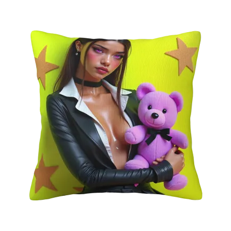 Federa cuscino in peluche con motivo di ragazza astratta - OkoMall