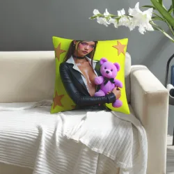 Housse de coussin en peluche à motif de fille abstraite - OkoMall
