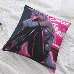 Anime Girl Plush Pillow Cover - Energetic Girl | Okomall