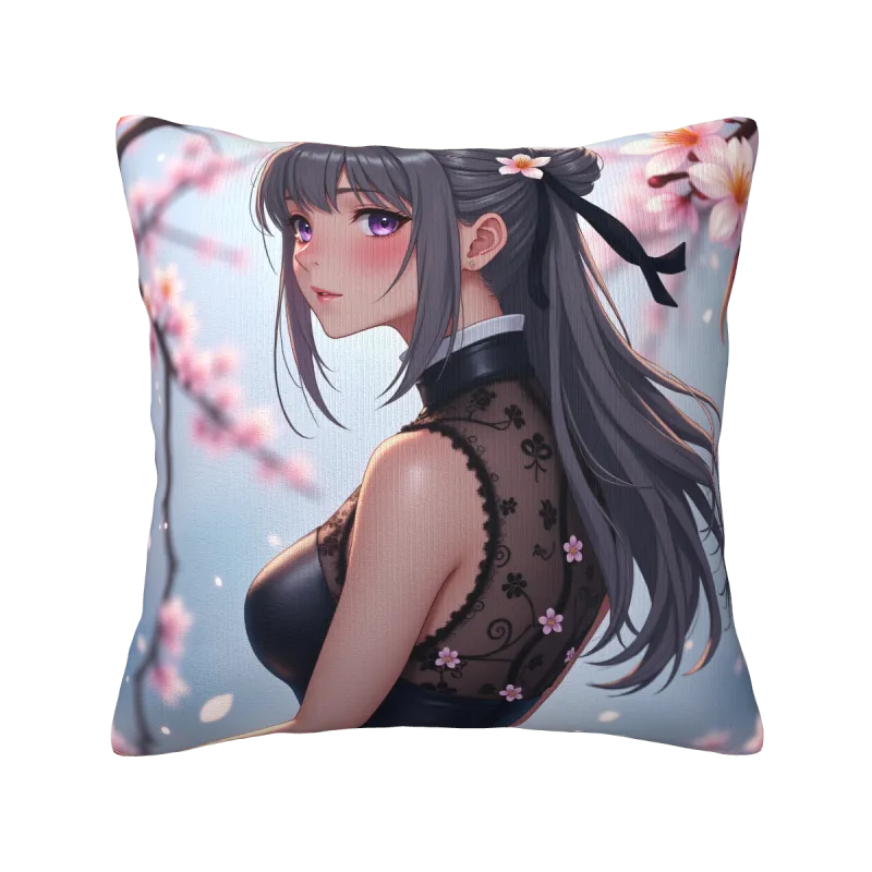 日系少女櫻花抱枕套 - Okamall
