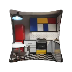 Housse de coussin en peluche géométrique vintage - Okomall