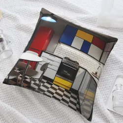 Copri cuscino in peluche geometrico vintage - Okomall