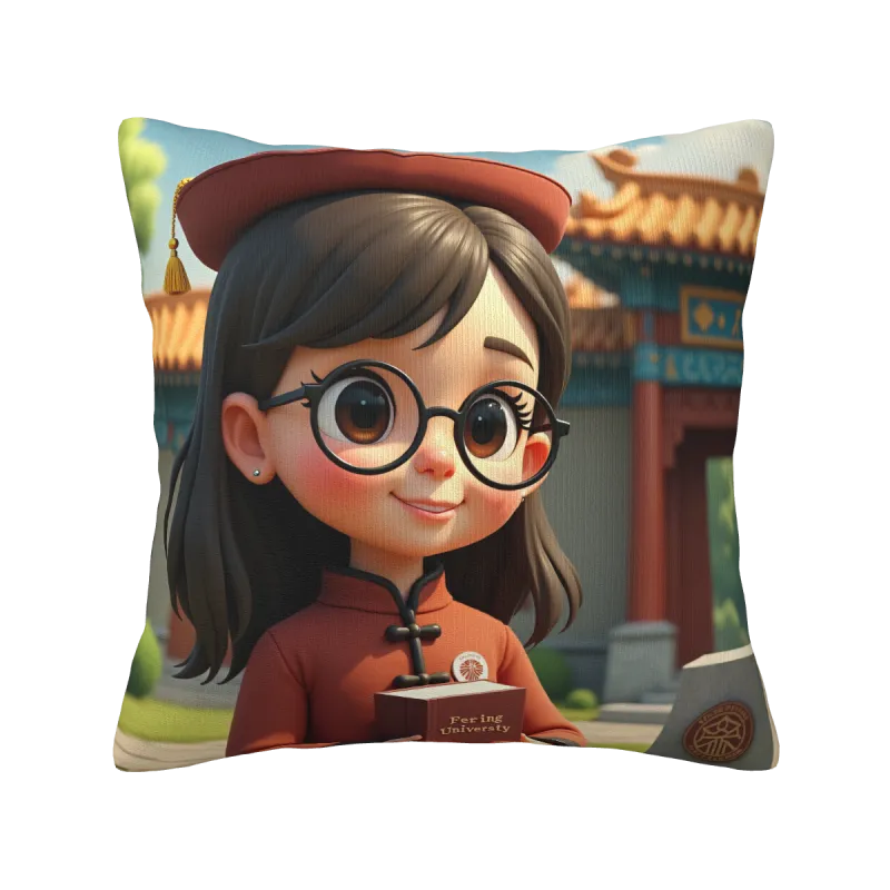 Cute Girl Plush Pillow Cover - 18x18 inches | OKOMALL