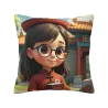 Cute Girl Plush Pillow Cover - 18x18 inches | OKOMALL
