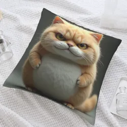 超かわいい猫のぬいぐるみクッションカバー - 18x18インチ | OKOMALL