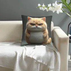 超かわいい猫のぬいぐるみクッションカバー - 18x18インチ | OKOMALL