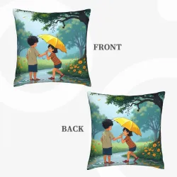 Housse de coussin en peluche 'Jeu sous la pluie' - Okomall