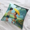 Housse de coussin en peluche 'Jeu sous la pluie' - Okomall