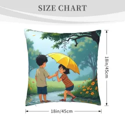 Housse de coussin en peluche 'Jeu sous la pluie' - Okomall