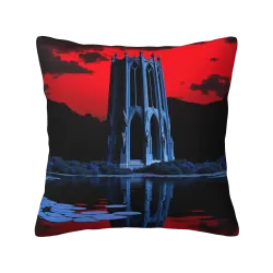 Funda de cojín de peluche con paisaje de acuarela abstracto - okomall