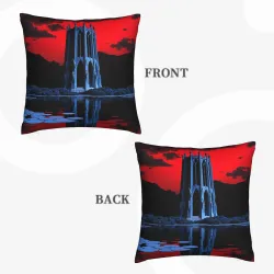 Funda de cojín de peluche con paisaje de acuarela abstracto - okomall