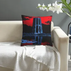 Funda de cojín de peluche con paisaje de acuarela abstracto - okomall