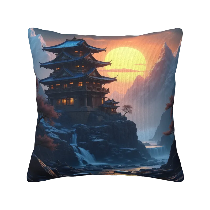 일출 산림 플러시 쿠션 커버 - 18x18인치 | Okomall