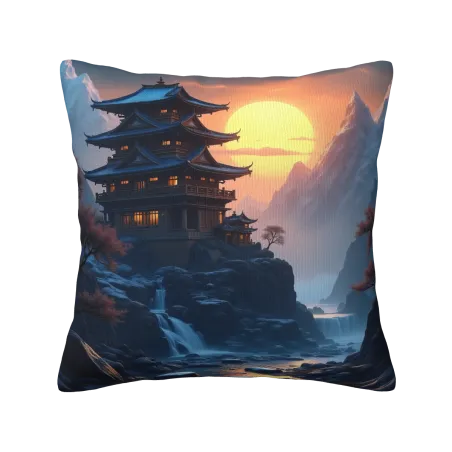 日出山林毛絨抱枕套 - 18x18英寸 | Okomall