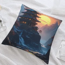 日出山林毛絨抱枕套 - 18x18英寸 | Okomall