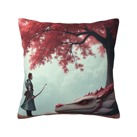 용 모티브가 있는 인형 쿠션 커버 - 18x18인치 | Okomall