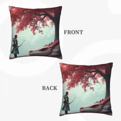 غطاء وسادة فروي بنقشة التنين - 18 × 18 بوصة | Okomall