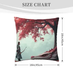 غطاء وسادة فروي بنقشة التنين - 18 × 18 بوصة | Okomall