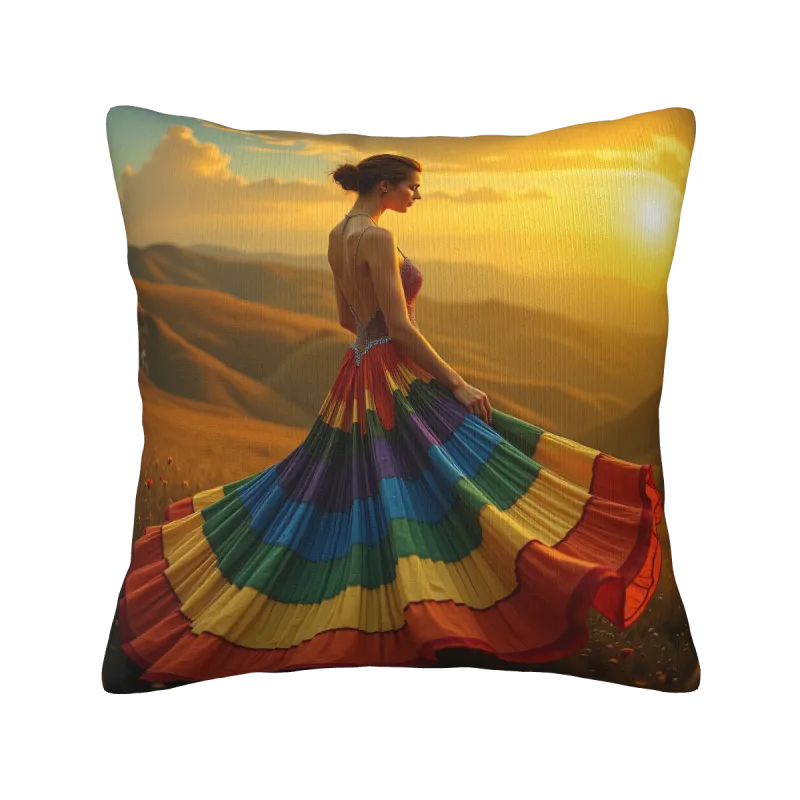 Housse de Coussin en Peluche Motif Fée Arc-en-ciel Rêveuse - Okomall
