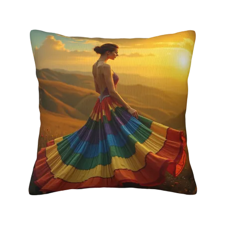 Housse de Coussin en Peluche Motif Fée Arc-en-ciel Rêveuse - Okomall