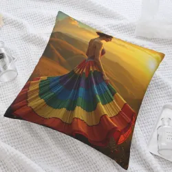 Housse de Coussin en Peluche Motif Fée Arc-en-ciel Rêveuse - Okomall