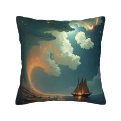 Housse de coussin en peluche paysage marin - Okomall