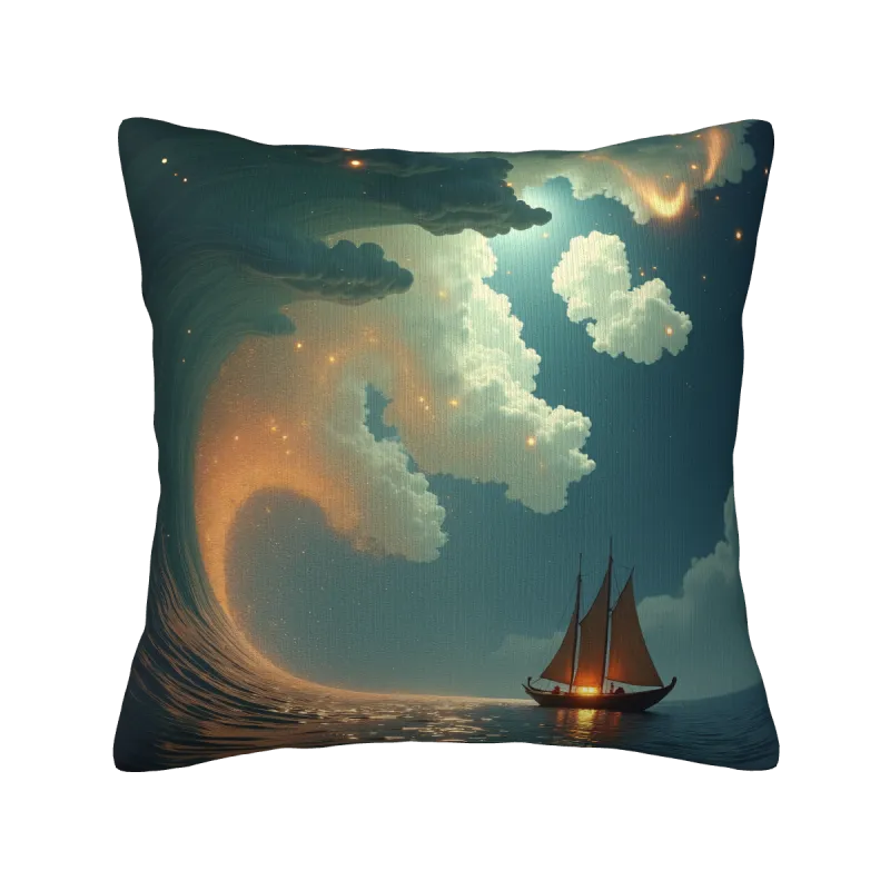 Housse de coussin en peluche paysage marin - Okomall